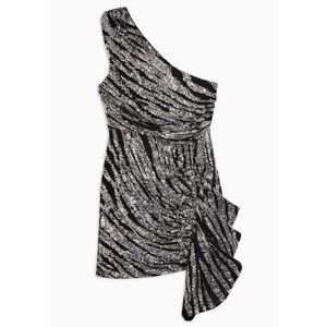 Topshop sequin one shoulder ruffle dress
